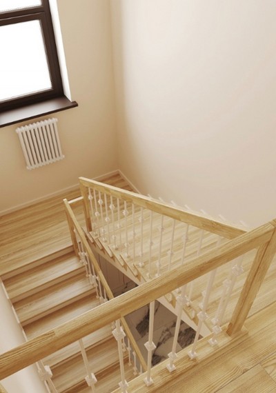 Металлическая лестница в дом на второй этаж закрытого типа 5
