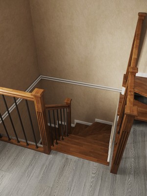 Закрытая П-образная деревянная лестница с кладовкой 5