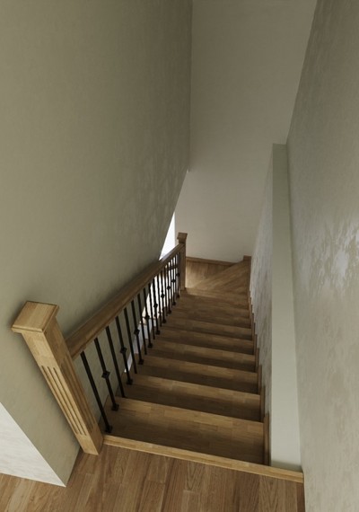 Светлая лестница на деревянном каркасе с кладовкой 4