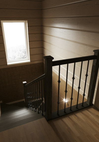 Лестница с выравниванием фанерным каркасом и кладовкой  4